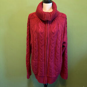Women's TORRID Cowl Neck Cable Knit Sweater cardigan 2X Red